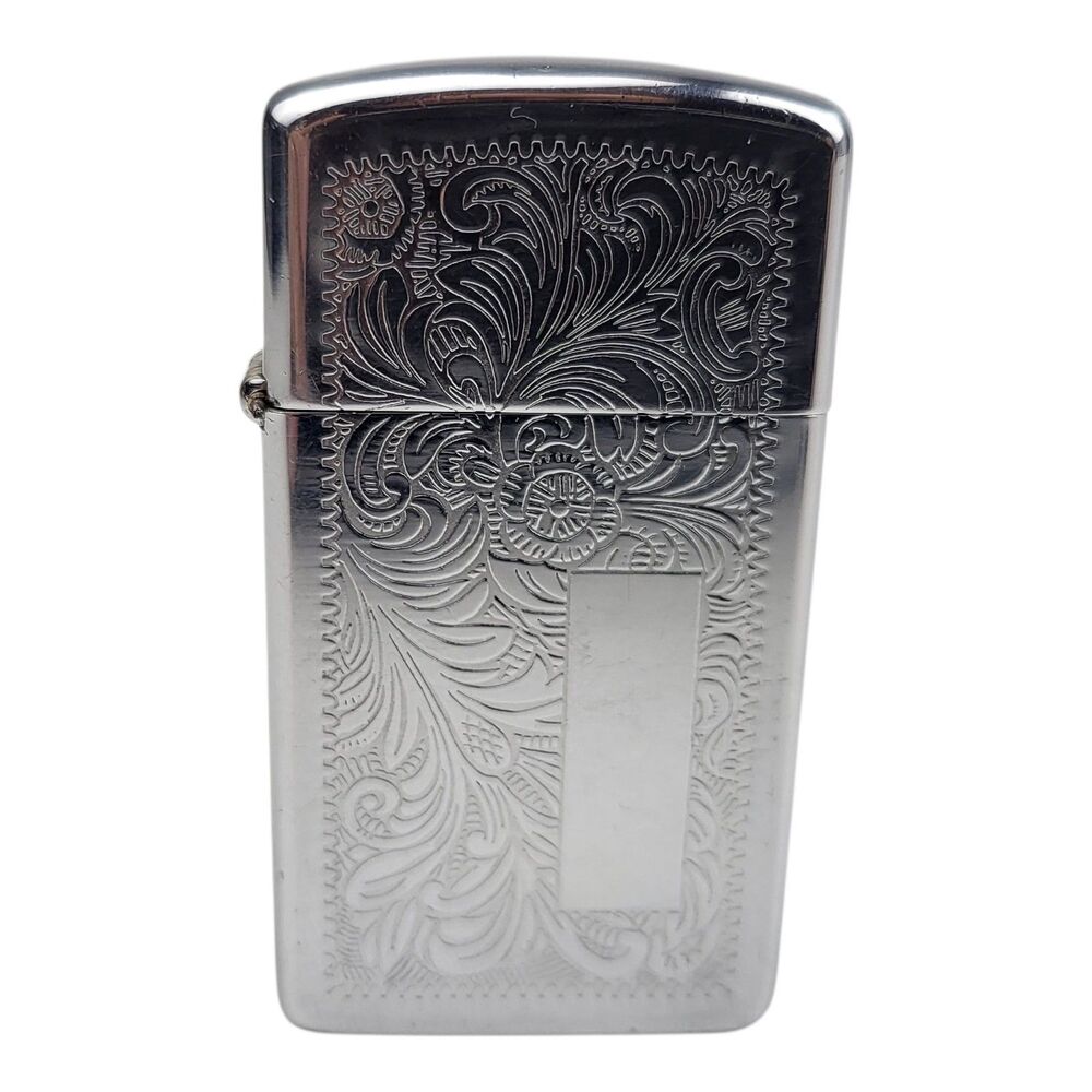 Vintage 1985 Slim Zippo with Venetian Scroll No Engraving